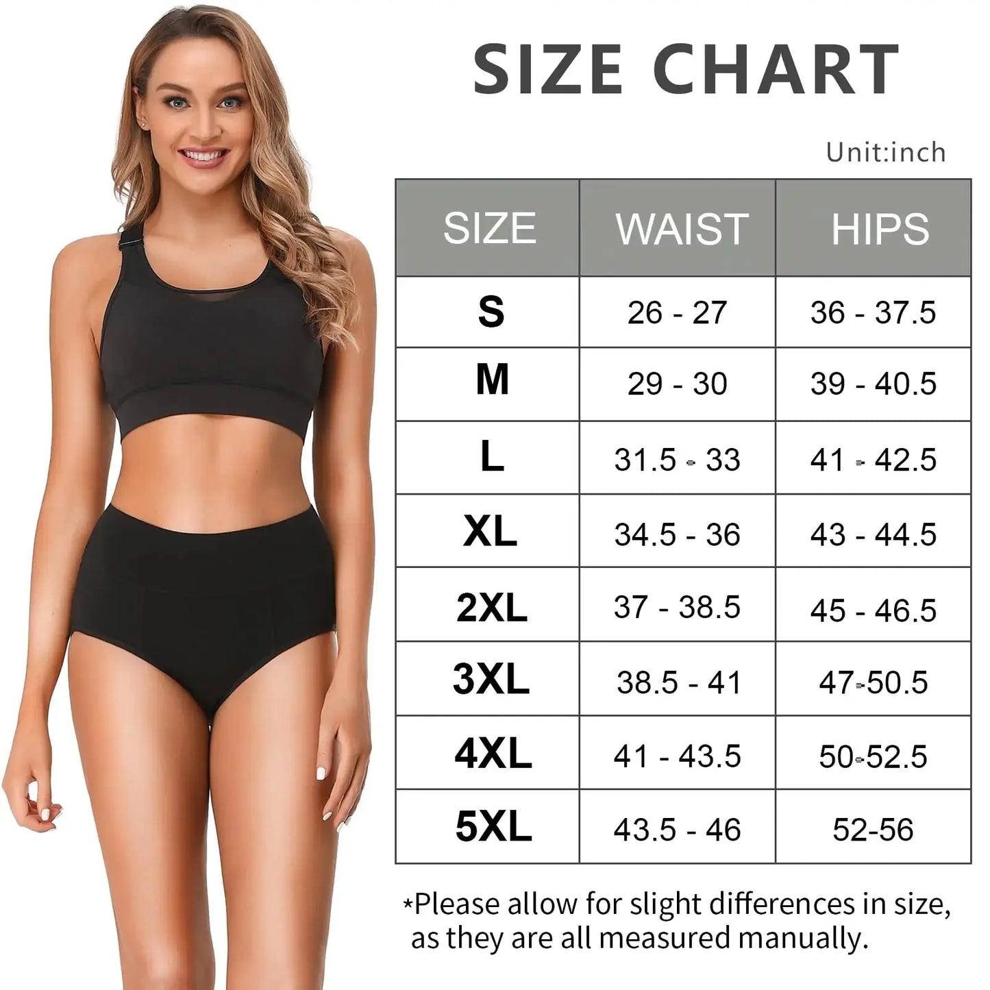 OLIKEME Cotton Underwear High Waisted Panties Full Coverage Underpants Soft Strech Ladies Briefs for Women Multi Pack X-Large Black-a-5 Pack My Store