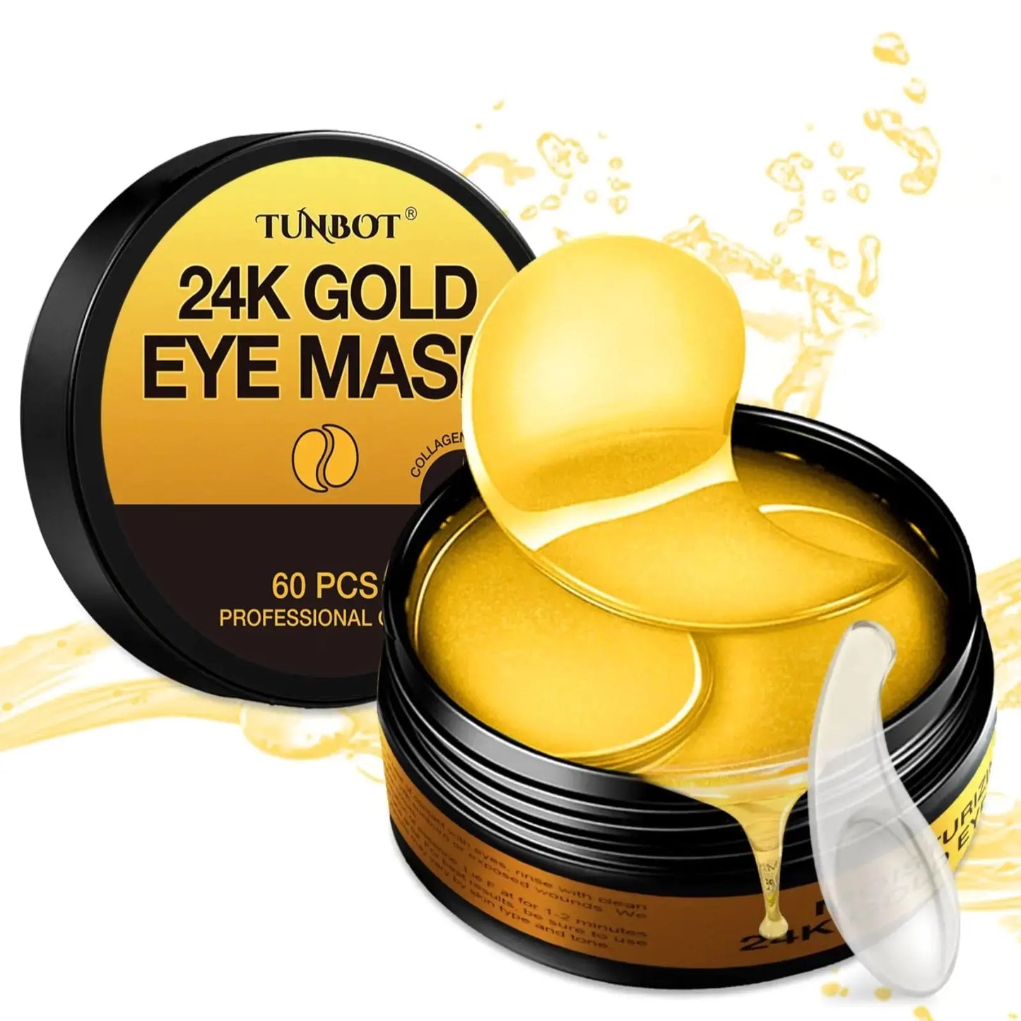Tunbot Under Eye Patches - 60 Pieces - 24k Gold Eye Mask - Anti-Aging - Contains Collagen and Hyaluronic Acid - Removes Dark Circles, Puffiness and Wrinkles, Moisturizes - Home Beauty Chamomile My Store