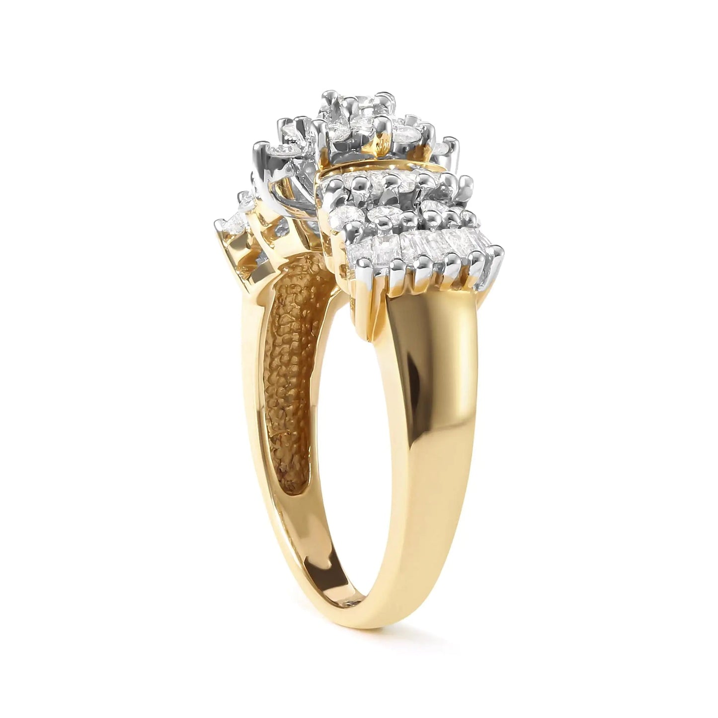 10K Yellow Gold 1.00 Cttw Diamond Starburst Ring Band (H-I Color, I1-I2 Clarity) WEM Support (www.WEM.support)