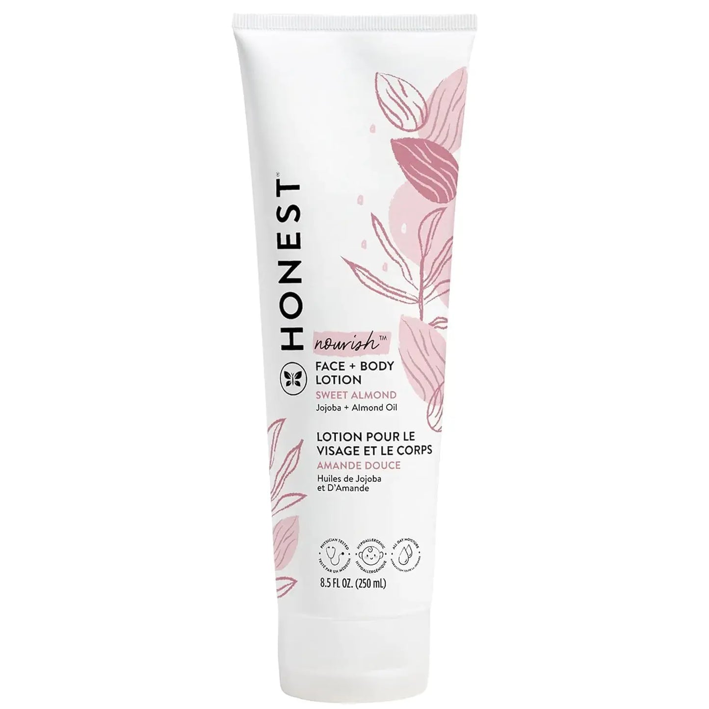 The Honest Company Hydrating Face + Body Lotion | Fast Absorbing, Naturally Derived, Hypoallergenic | Sweet Almond Nourish, 8.5 fl oz 8.5 Fl Oz (Pack of 1) My Store