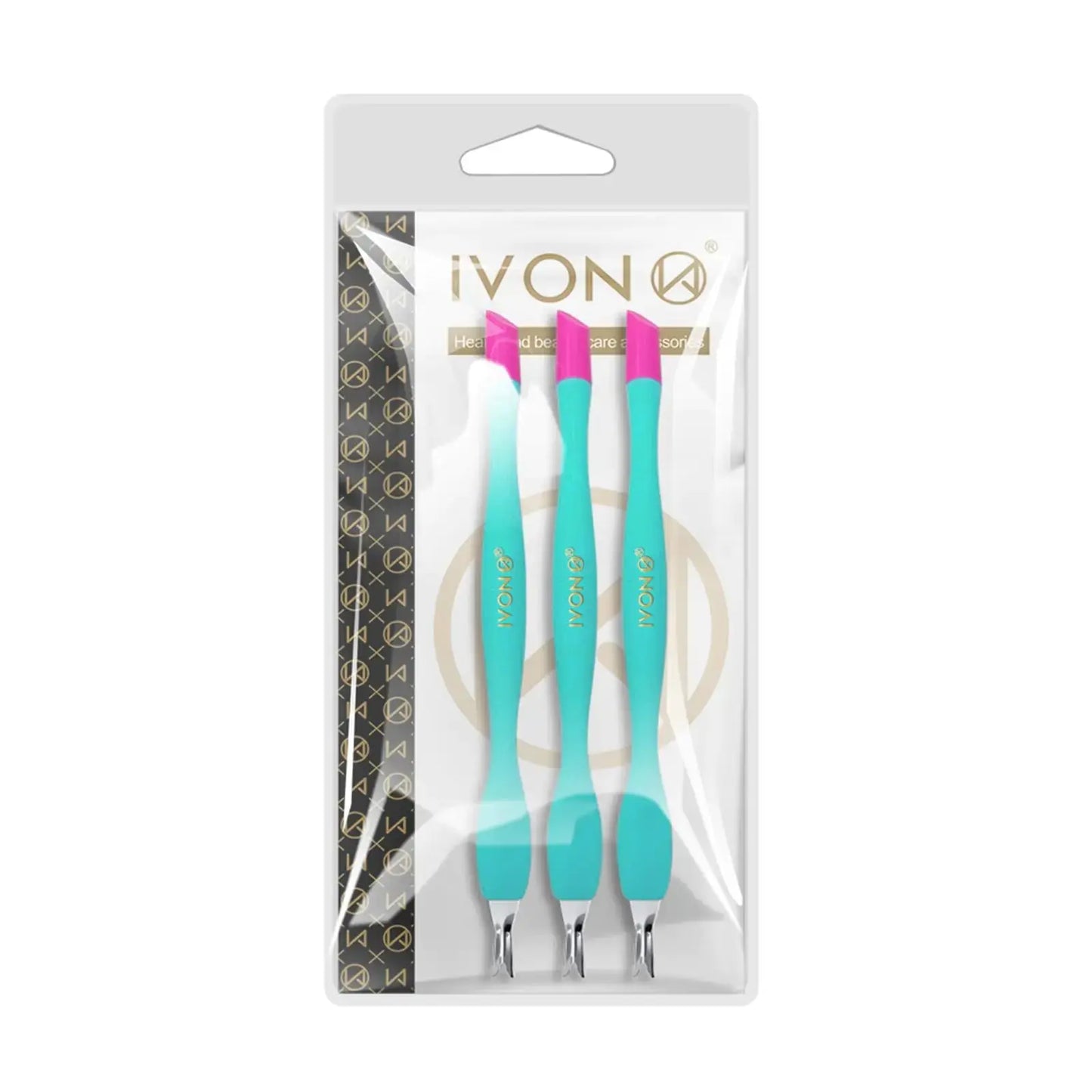 IVON 3pcs Cuticle Trimmer Pusher, Rubber Tip Soft on Nail Bed Green My Store