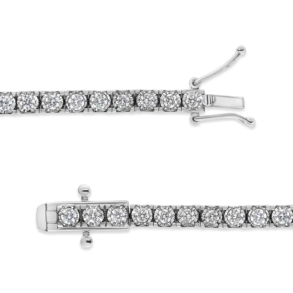 14K White Gold 2.0 Cttw Miracle Set Round-Cut Lab Grown Diamond Illusion 7" Tennis Bracelet (F-G Color, VS2-SI1 Clarity) WEM Support (www.WEM.support)