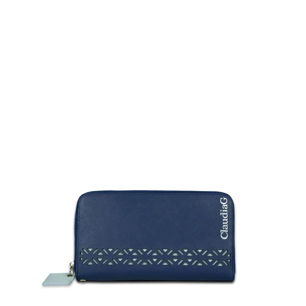 Lotus Leather Wallet-Sapphire/Charcoal WEM Support (www.WEM.support)