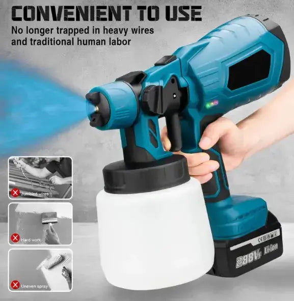 Wireless Paint Sprayer giving you the freedom to move around and reach every corner with ease. With adjustable settings and a lightweight design, My Store