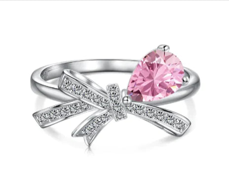 Sterling Silver Bow Ring with Teardrop Zircon WEM Support (www.WEM.support)