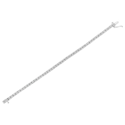 .925 Sterling Silver 3.0 Cttw Prong-Set Round Diamond 2 Row Link Tennis Bracelet (I-J Color, I3 Clarity) - 7.25" WEM Support (www.WEM.support)
