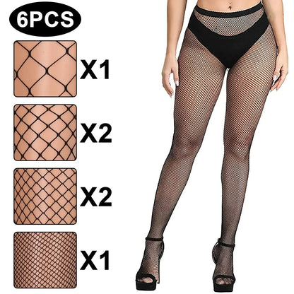 Buauty Fishnet Stockings for Women, High Waisted Fishnet Tights Black Fishnets for Halloween One Size Black-6pcs My Store