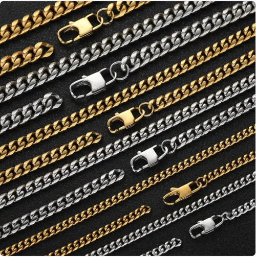 Hip Hop Titanium Steel Cuban Chain Necklace WEM Support (www.WEM.support)