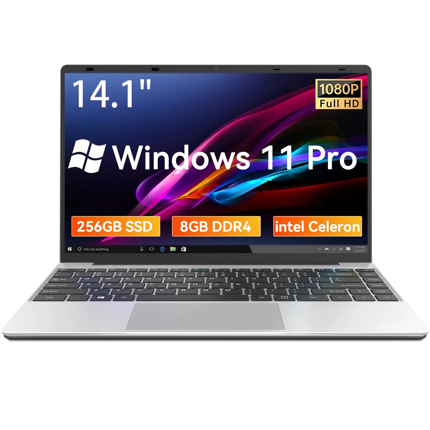 FOLINHAM 14 Inch Laptop Computer 8GB LPDDR4 RAM 256GB SSD Windows 11 Pro Notebook Celeron N4020C Processor FHD 1920 x 1080 Display USB 3.0 Type-C Mini-HDMI 2.4/5G WiFi 7.6V/5000mAh
