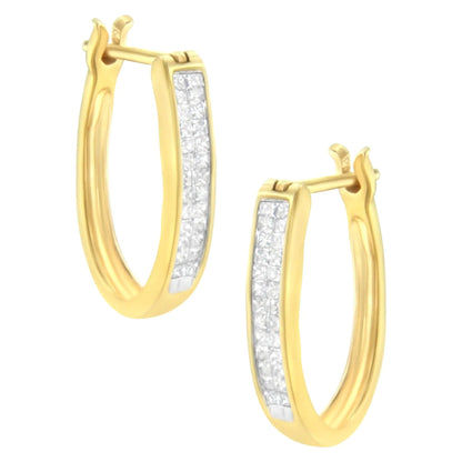 10K Yellow Gold 1/2 Cttw Invisible Set Princess-cut Diamond Hoop Earrings (H-I Color, SI2-I1 Clarity) WEM Support (www.WEM.support)