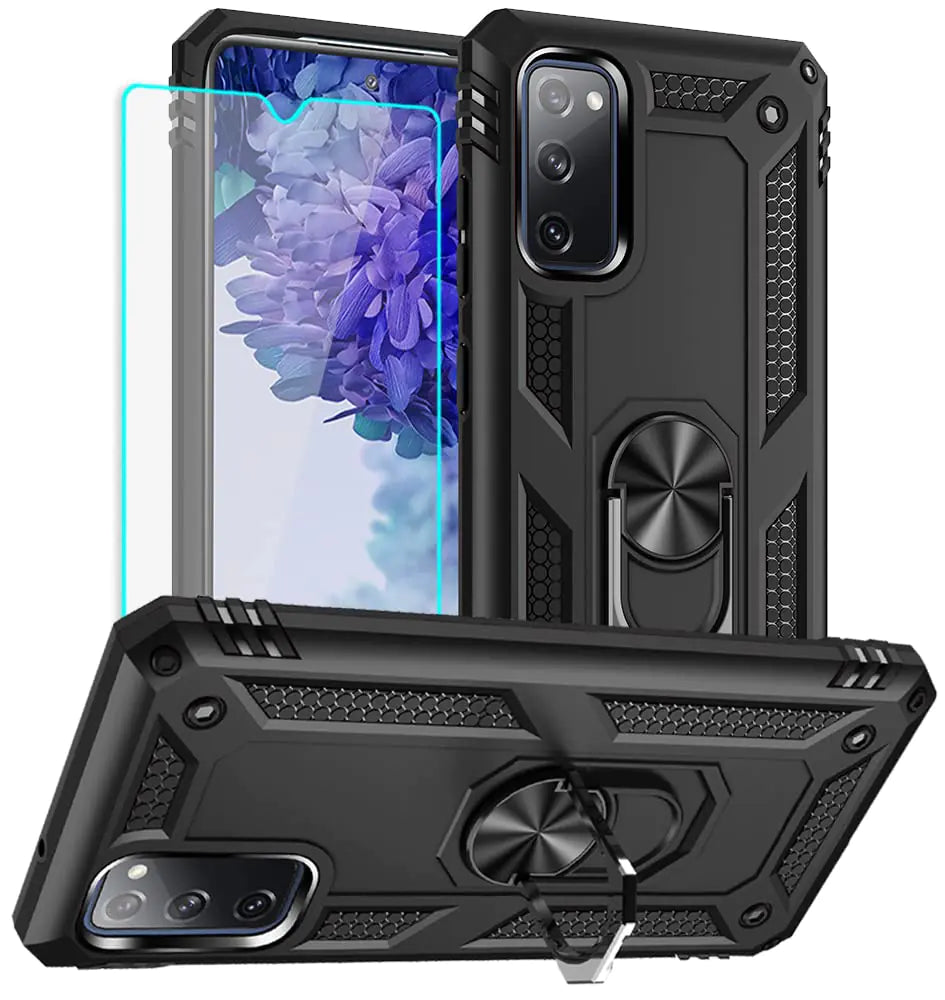 Yiakeng for Samsung Galaxy S20 FE Case, Galaxy S20 FE 5G case with HD Screen Protector, Military Grade Protective Cases with Ring for Samsung Galaxy S20 FE 5G (Red)
