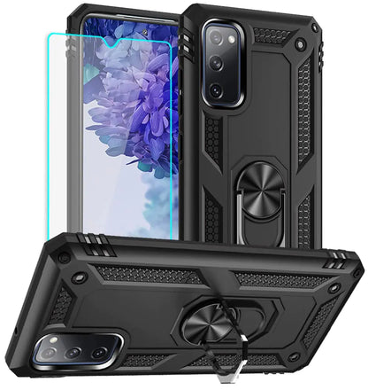 Yiakeng for Samsung Galaxy S20 FE Case, Galaxy S20 FE 5G case with HD Screen Protector, Military Grade Protective Cases with Ring for Samsung Galaxy S20 FE 5G (Red)