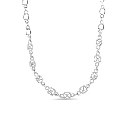 18K White Gold 5.00 Cttw Diamond "Duchess" Station and Link Collar Necklace (F-G Color, VS2-SI1 Clarity) - 17" Inches WEM Support (www.WEM.support)