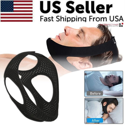Anti Snoring Chin Strap Sleep Apnea Snore Stop Belt Snoreless Sleep Jaw Solution WEM Support (www.WEM.support)