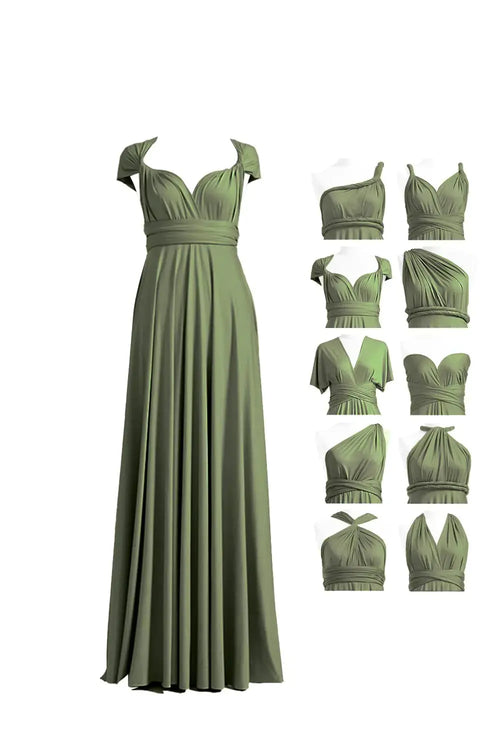 72styles Infinity Dress with Bandeau, Convertible Bridesmaid Dress, Long, Plus Size, Multi-Way Dress, Twist Wrap Dress One Size Plus Olive Green My Store