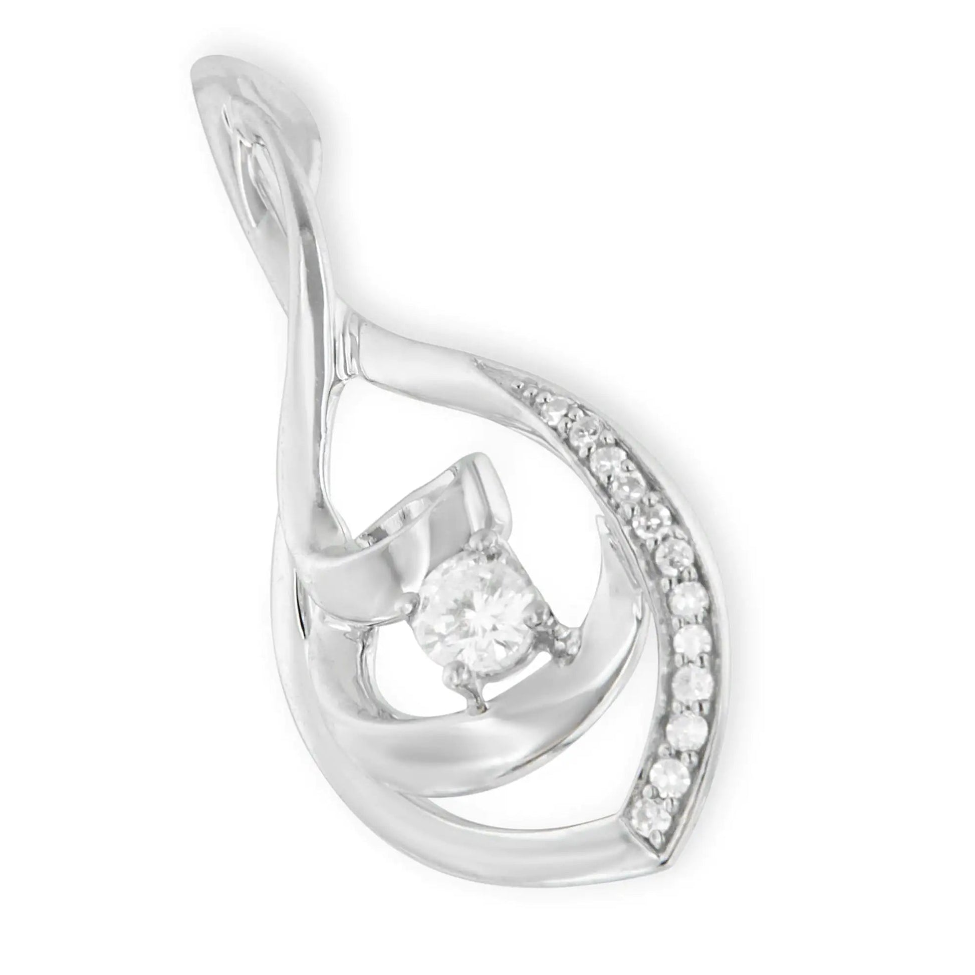 10K White Gold 1/4 Cttw Brilliant-Cut Round Diamond Spiral Link 18" Pendant Necklace (I-J Color, I2-I3 Clarity) WEM Support (www.WEM.support)