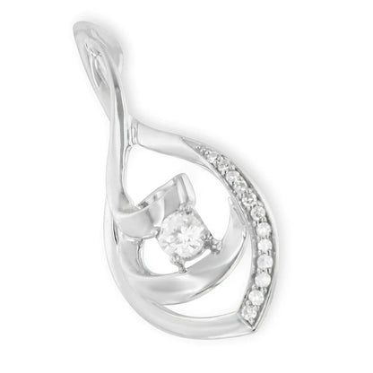 10K White Gold 1/4 Cttw Brilliant-Cut Round Diamond Spiral Link 18" Pendant Necklace (I-J Color, I2-I3 Clarity) WEM Support (www.WEM.support)