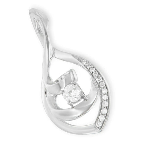 10K White Gold 1/4 Cttw Brilliant-Cut Round Diamond Spiral Link 18" Pendant Necklace (I-J Color, I2-I3 Clarity) WEM Support (www.WEM.support)