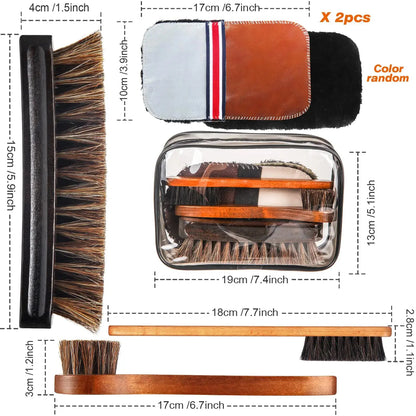 6 Pcs Horsehair Shine Shoes Brush Kit Polish Dauber Applicators Cleaning Leather Shoes Boots Care Brushes Suede Cleaner Brush with Microfiber Shoe Gloves(6 Pcs Style E) 6 Pcs Style E My Store
