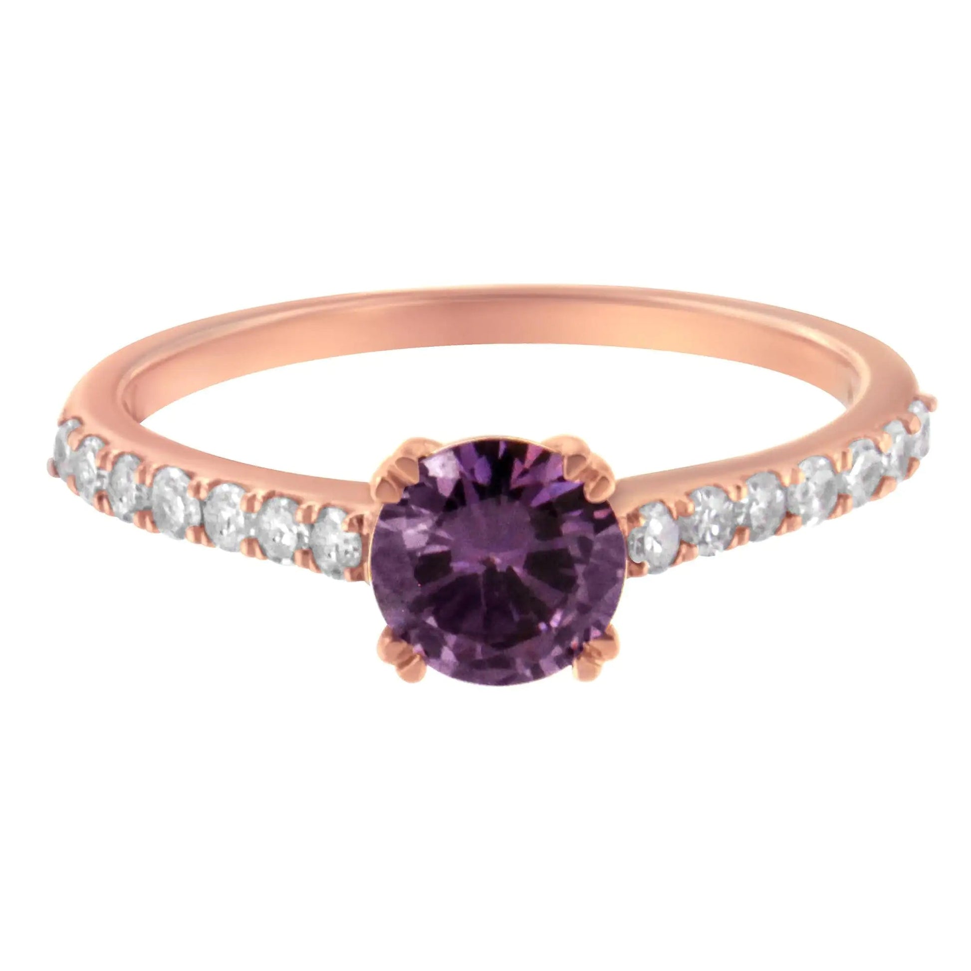 10K Roségold 1/4 Karat Diamant und 6MM Edelstein Halo Ring (H-I Farbe, I1-I2 Reinheit) WEM Support (www.WEM.support)