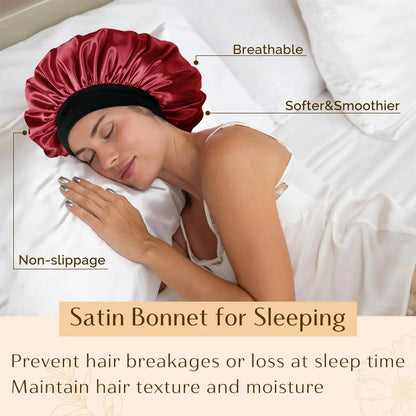 YANIBEST Bonnet for Men Hair Bonnet for Sleeping Double Layer Satin Bonnets for Black Women Curly Hair Braids Wine Red My Store