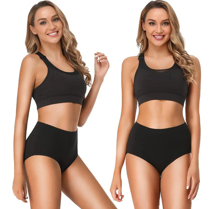 OLIKEME Cotton Underwear High Waisted Panties Full Coverage Underpants Soft Strech Ladies Briefs for Women Multi Pack X-Large Black-a-5 Pack My Store