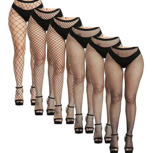 Buauty Fishnet Stockings for Women, High Waisted Fishnet Tights Black Fishnets for Halloween One Size Black-6pcs My Store