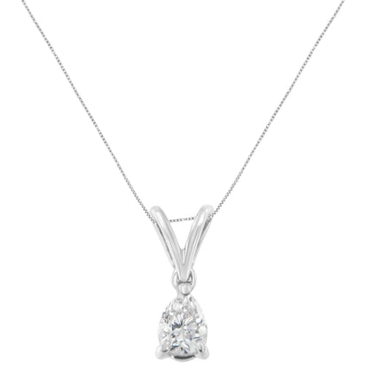 10K White Gold 1/5 cttw Diamond Pear Pendant Necklace (H-I, SI1-SI2) WEM Support (www.WEM.support)