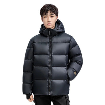 Winter Black Gold Down Jacket Couple Style WEM Support (www.WEM.support)