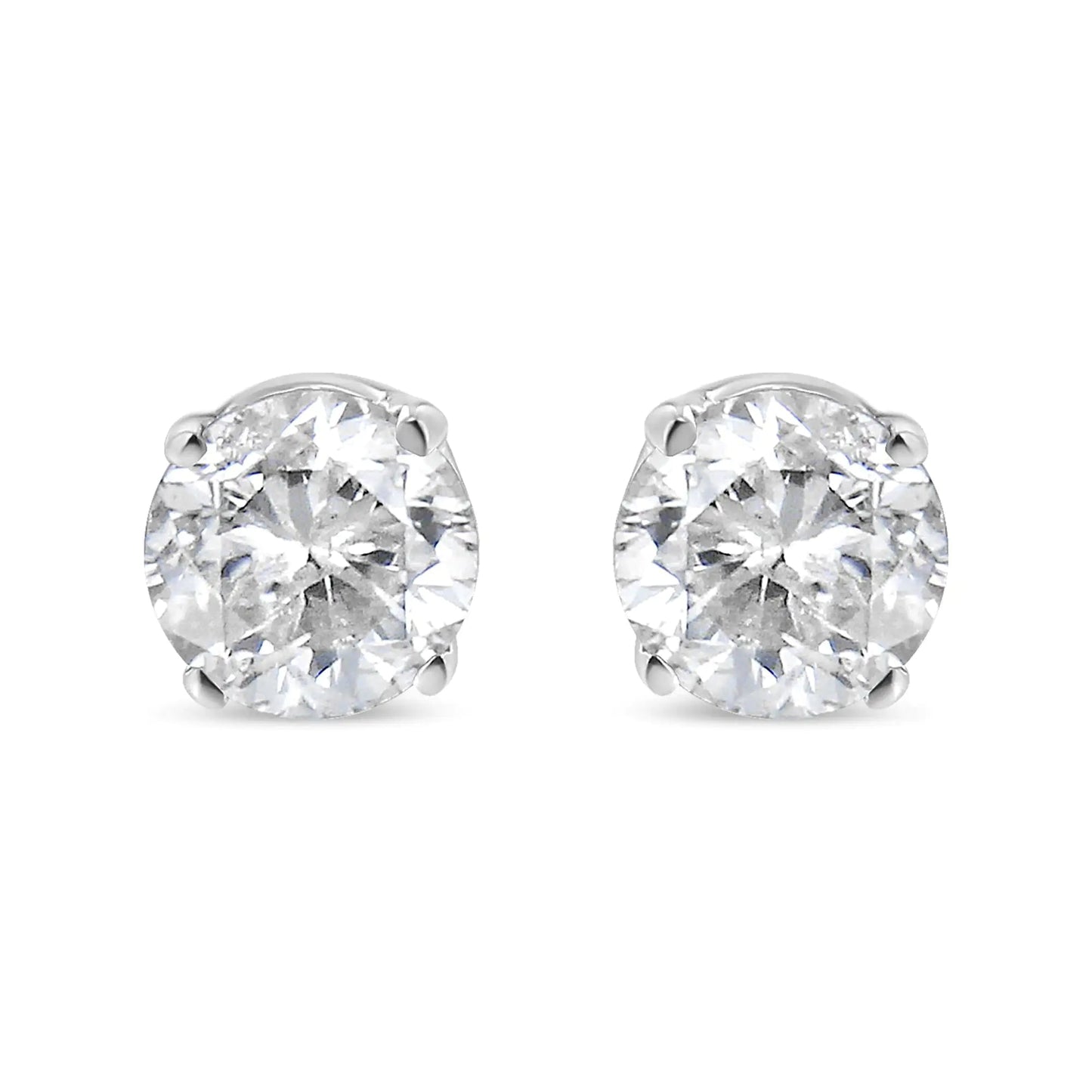 .925 Sterling Silver 3/4 Cttw Round Brilliant-Cut Near Colorless Diamond Classic 4-Prong Stud Earrings (I-J Color, I1-I2 Clarity) WEM Support (www.WEM.support)