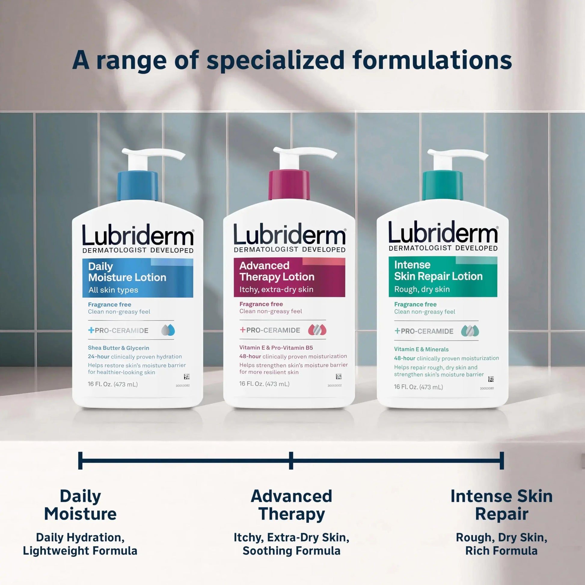 Lubriderm Fragrance Free Daily Moisture Lotion + Pro-Ceramide, Shea Butter & Glycerin, Face, Hand & Body Lotion for Sensitive Skin, Hydrating Lotion for Healthier-Looking Skin, 16 fl. oz My Store