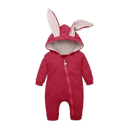 Rabbit Ear Hooded Baby Rompers these rompers are designed to keep your baby warm and stylish. The cute rabbit ear hood adds a fun and playful touch to the outfit, making it perfect for everyday wear or special occasions. Baby Rabbit Ear Rompers My Store