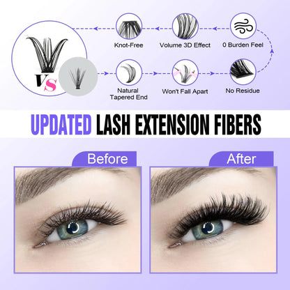 Pawotence Lash Extension Kit DIY 280pcs Individual Lash Clusters Kit 9-16mm 40D Cluster Eyelash Extension Kit with Lash Bond and Seal, Lash Remover, Lash Tweezers for Self Use (40D, 9-16mm, All Kit) 40D KIT all prestige Pawotence Cluster Lash Kit My Store