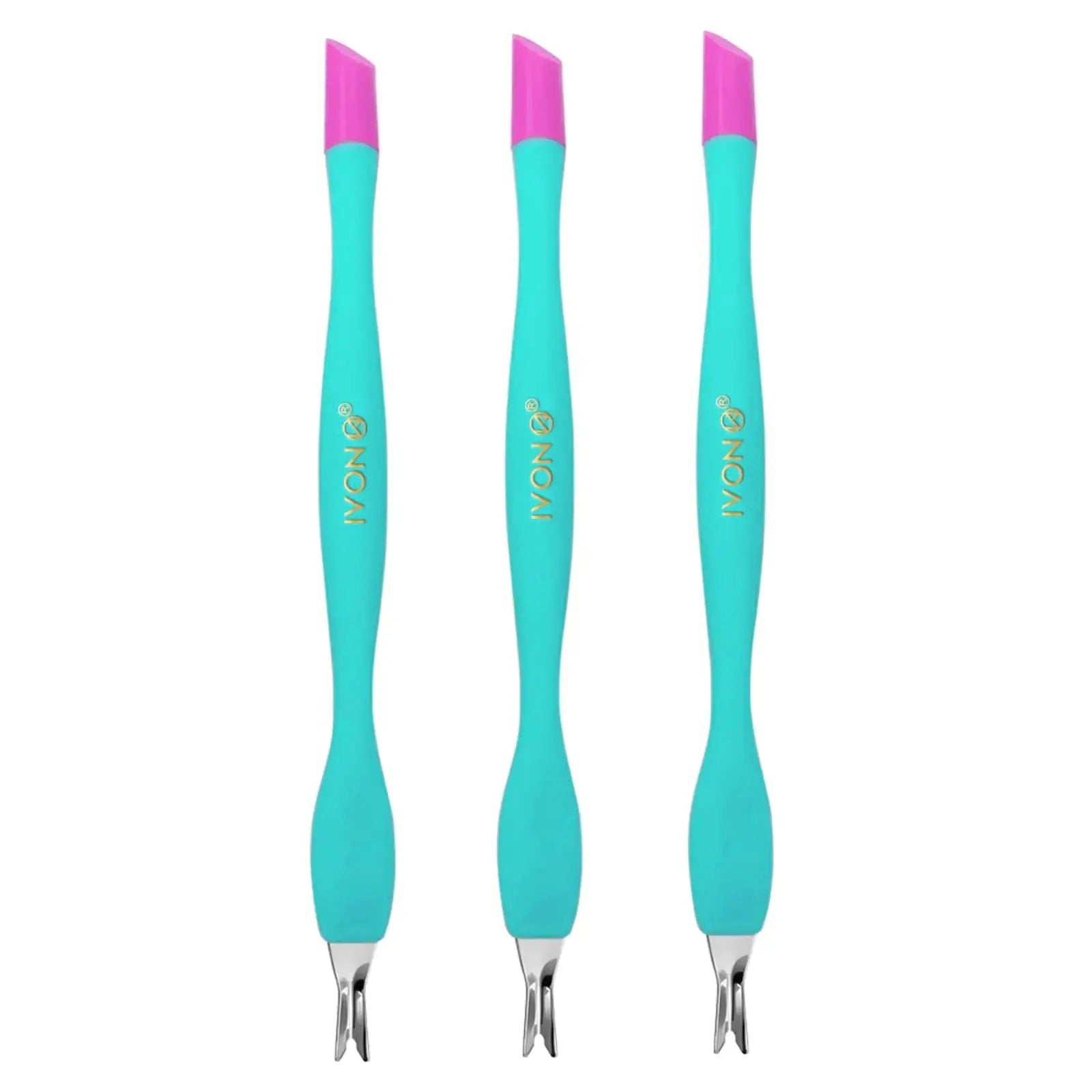 IVON 3pcs Cuticle Trimmer Pusher, Rubber Tip Soft on Nail Bed Green My Store