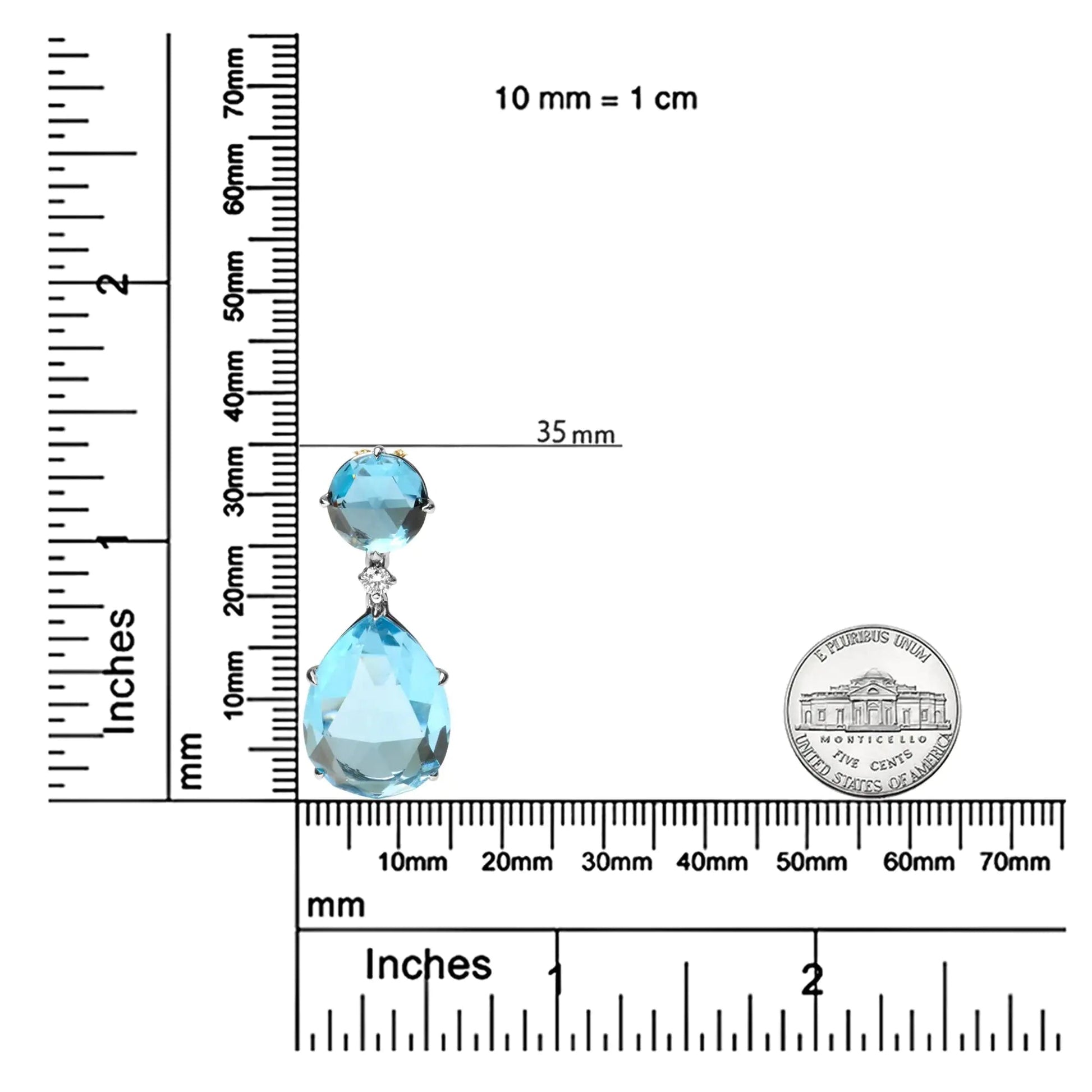 18K White Gold Diamond Accent and Round London Blue Topaz and Pear Cut Sky Blue Topaz Dangle Drop 18" Pendant Necklace (G-H Color, SI1-SI2 Clarity) WEM Support (www.WEM.support)