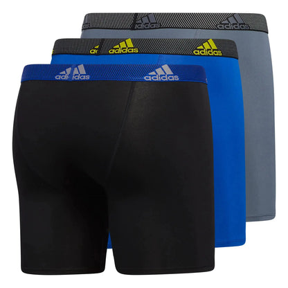 adidas Men's Athletic Fit Microfiber Boxer Brief Underwear (3 Pack) Medium Black/Team Royal Blue/Impact Yellow My Store