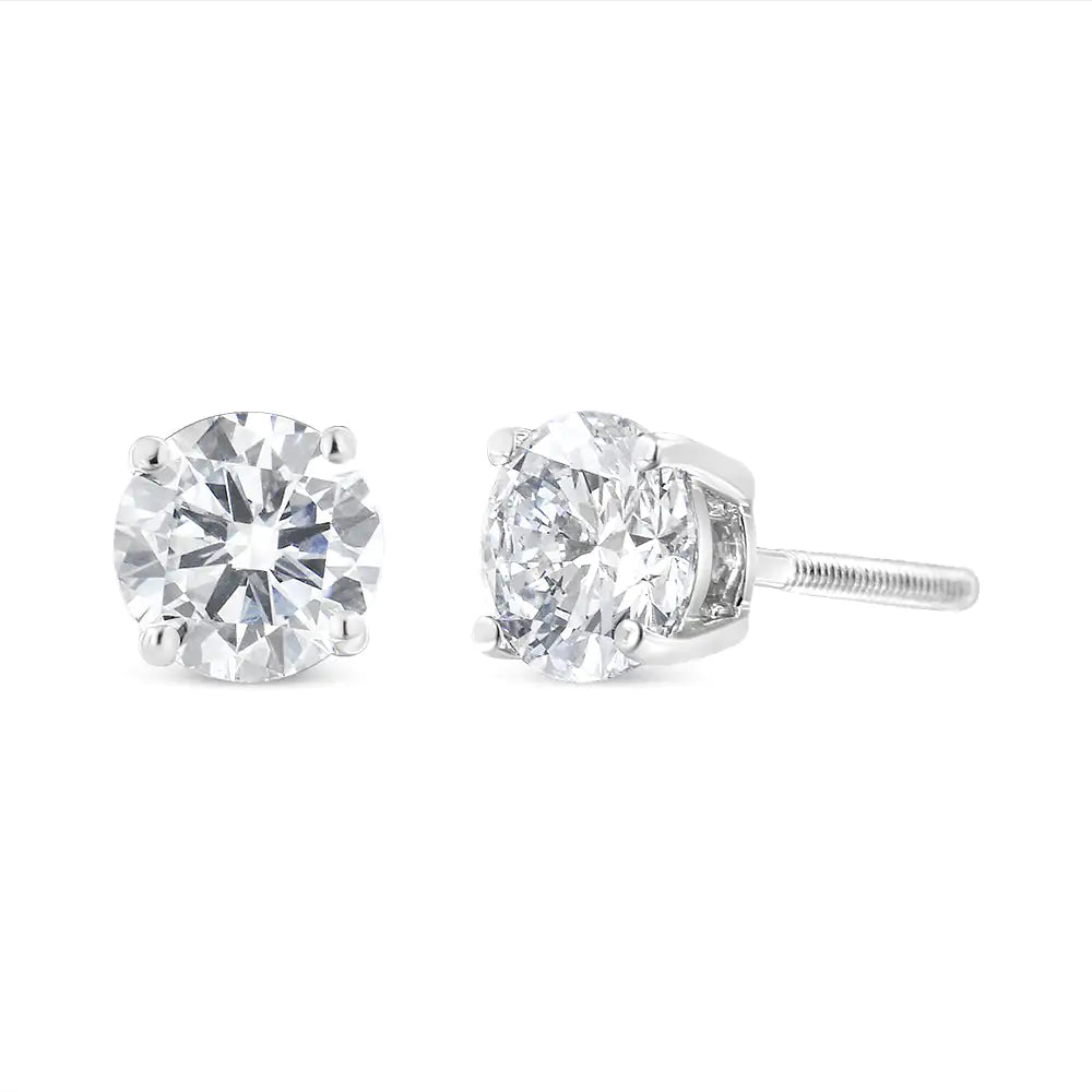 IGI Certified 14K White Gold 1 1/2 Cttw Lab Grown Diamond Solitaire Stud Earrings with Screwbacks (H-I Color, VS1-VS2 Clarity) WEM Support (www.WEM.support)