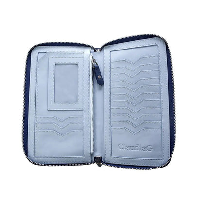 Lotus Leather Wallet-Sapphire/Charcoal WEM Support (www.WEM.support)