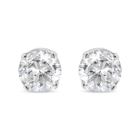 14K White Gold 3/4 Cttw Round Brilliant-Cut Near Colorless Diamond Classic 4-Prong Stud Earrings (I-J Color, VS1-VS2 Clarity) WEM Support (www.WEM.support)