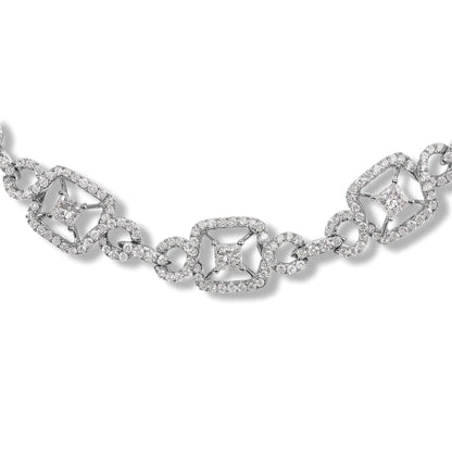 18K White Gold 5.00 Cttw Diamond "Duchess" Station and Link Collar Necklace (F-G Color, VS2-SI1 Clarity) - 17" Inches WEM Support (www.WEM.support)
