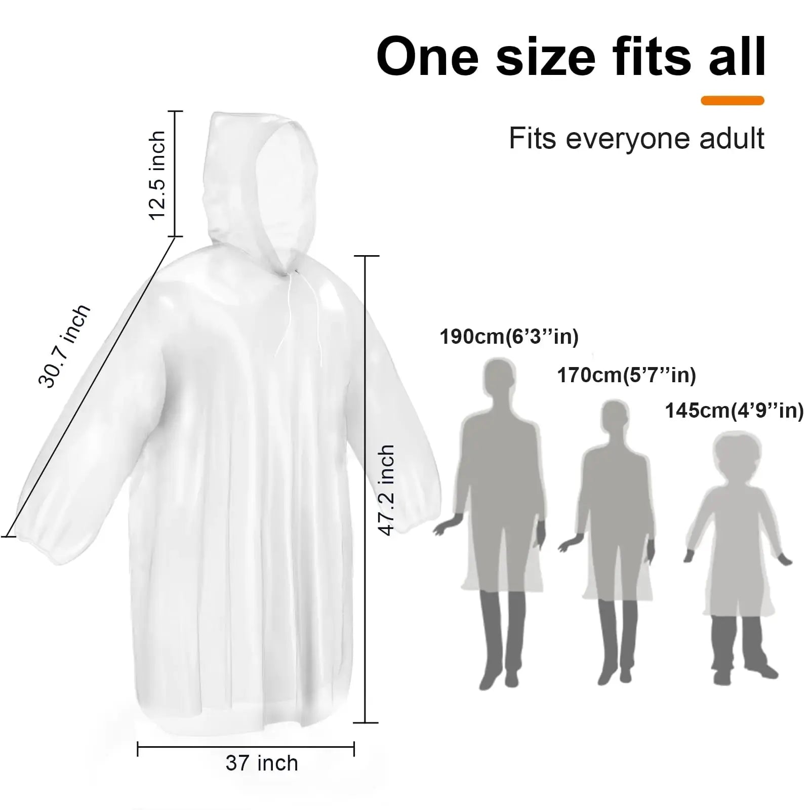ALBRY Disposable Rain Ponchos for Adults with Drawstring Hood - Emergency Rain Ponchos Family Pack for Women and Men,Clear One Size 3 Pack My Store