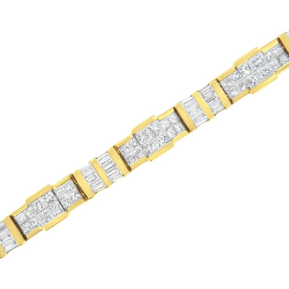 14K Yellow Gold Baguette and Princess-Cut Diamond Bracelet (8.30 cttw, H-I Color, SI1-SI2 Clarity) WEM Support (www.WEM.support)