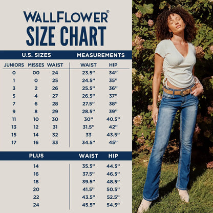 WallFlower Women's Luscious Curvy Bootcut Mid-Rise Insta Stretch Juniors Jeans Standard 5 Betsy My Store