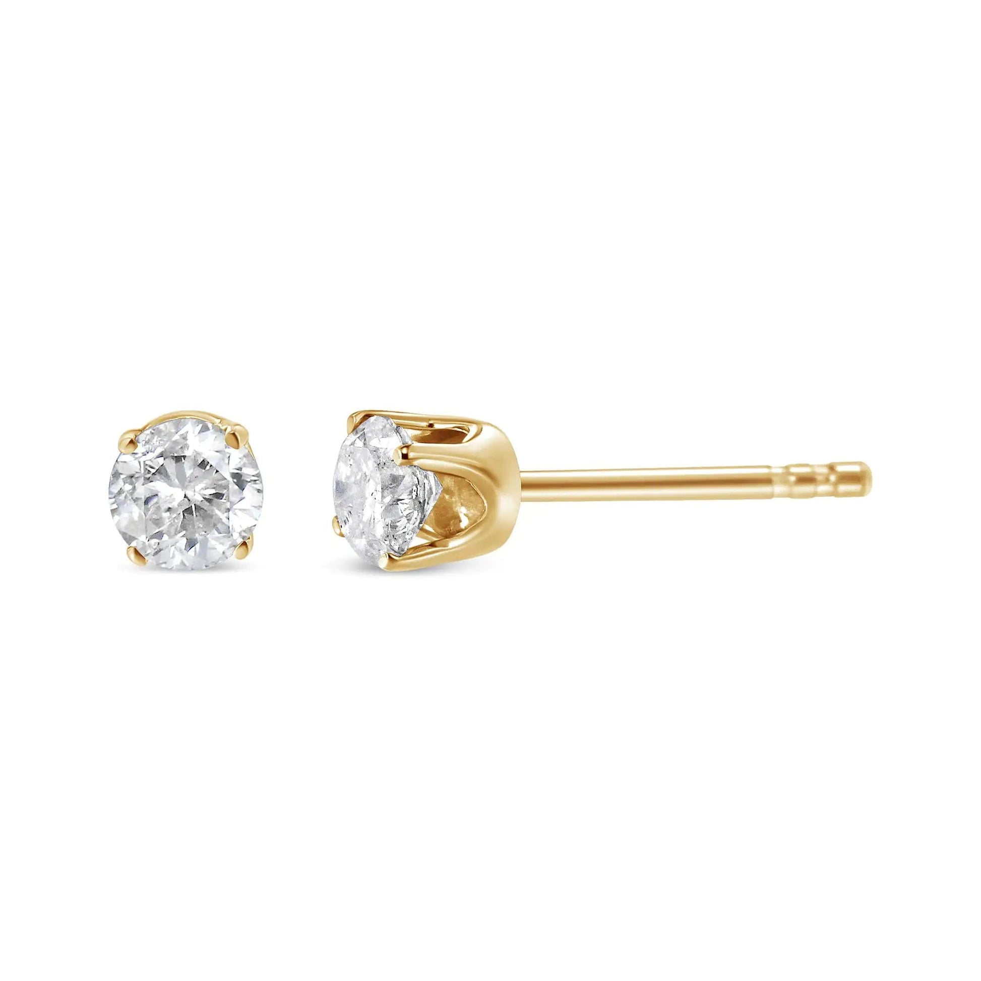 14K Yellow Gold 1/2 Cttw Round Brilliant-Cut Near Colorless Diamond Classic 4-Prong Stud Earrings (J-K Color, SI1-SI2 Clarity) WEM Support (www.WEM.support)