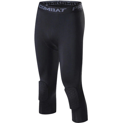 Men's Basketball Sports Tight Pants 3/4 Compression Workout Leggings Knee Pads WEM Support (www.WEM.support)