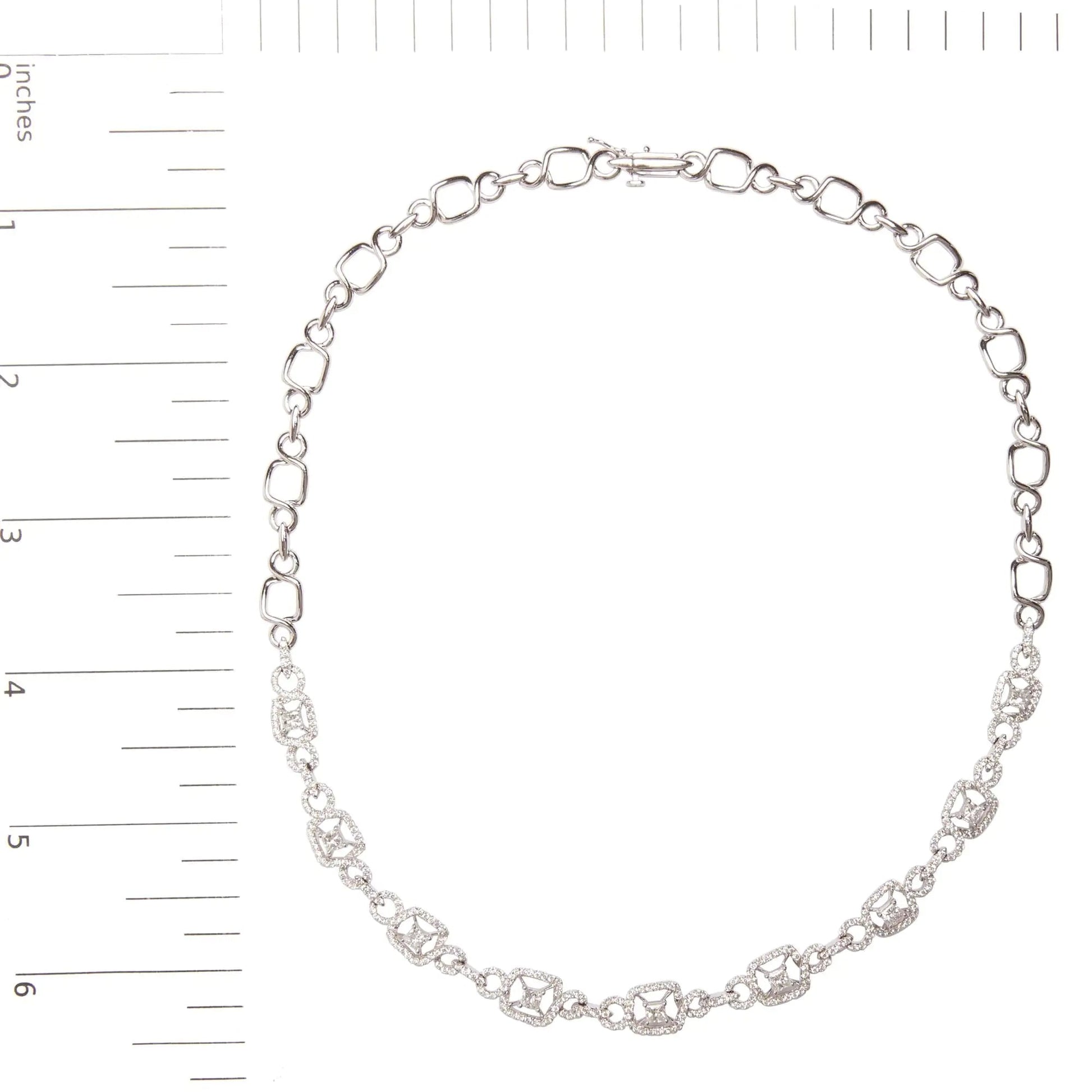18K White Gold 5.00 Cttw Diamond "Duchess" Station and Link Collar Necklace (F-G Color, VS2-SI1 Clarity) - 17" Inches WEM Support (www.WEM.support)