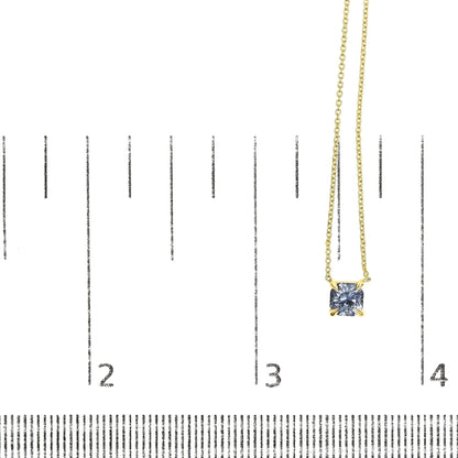 14k Yellow Gold 4/5 Cttw Natural Cushion Cut Blue Sapphire Solitaire Pendant Necklace - 15-16 Inches Adjustable WEM Support (www.WEM.support)