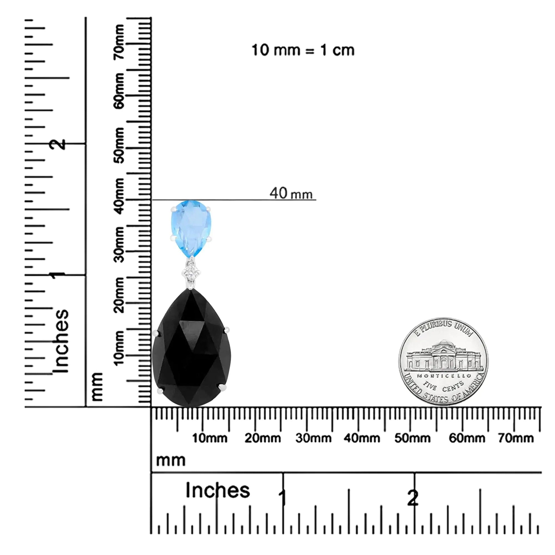 18K White Gold Diamond Accent and Pear Cut Sky Blue Topaz and Pear Cut Black Onyx Dangle Drop 18" Pendant Necklace (G-H Color, SI1-SI2 Clarity) WEM Support (www.WEM.support)