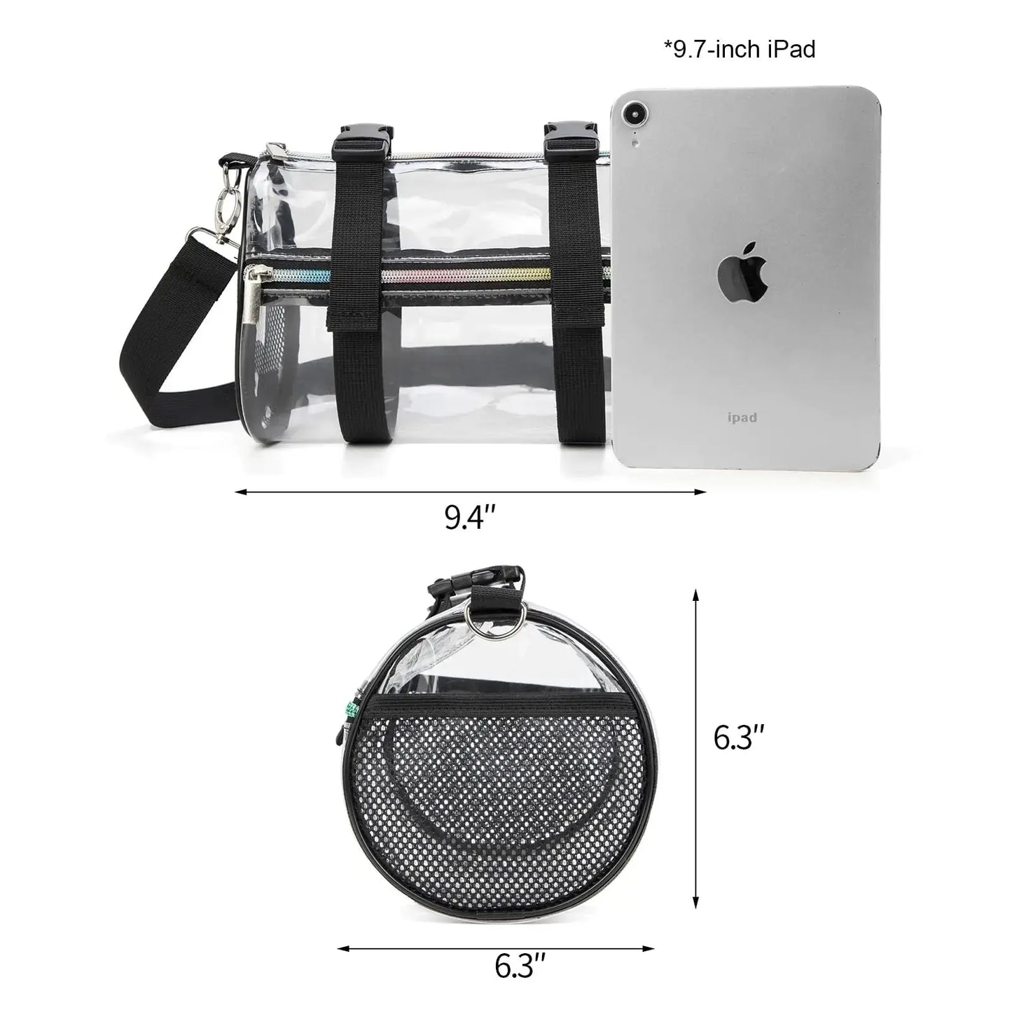 Clear Crossbody Purse Bag - Stadium Approved Concerts Bag Bucket Clear Bag 12"×12"×6" My Store