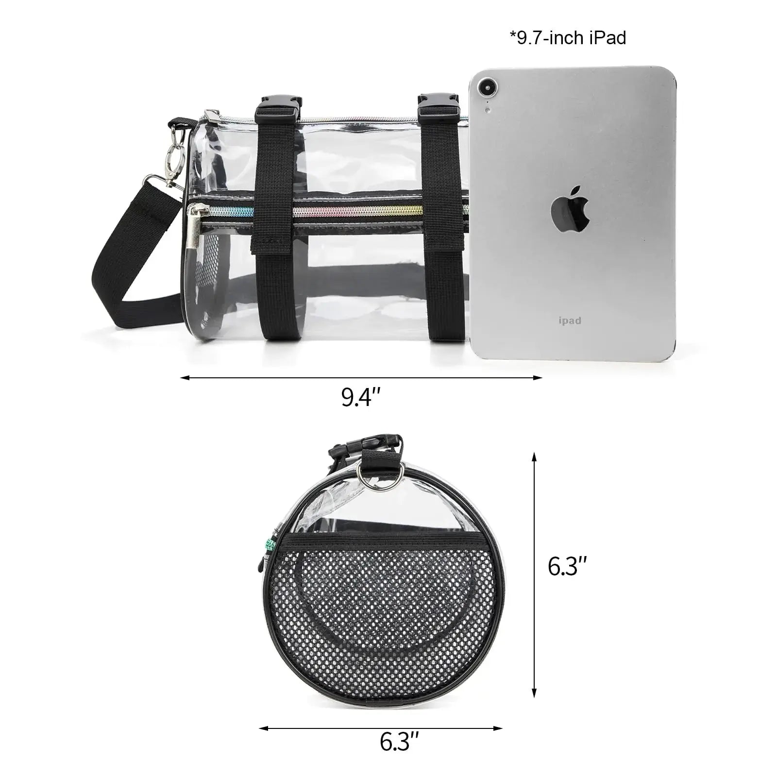 Clear Crossbody Purse Bag - Stadium Approved Concerts Bag Bucket Clear Bag 12"×12"×6" My Store